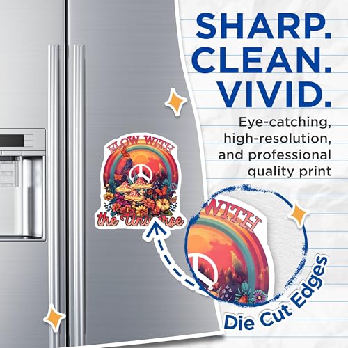 (2 Pack) Flow with The Universe Magnets Magnets - Peace Symbol - Butterfly Rainbow Decor - 5" On Longest Side - Made in USA - Sticks to Refrigerators & Metal Surfaces - MAG8876