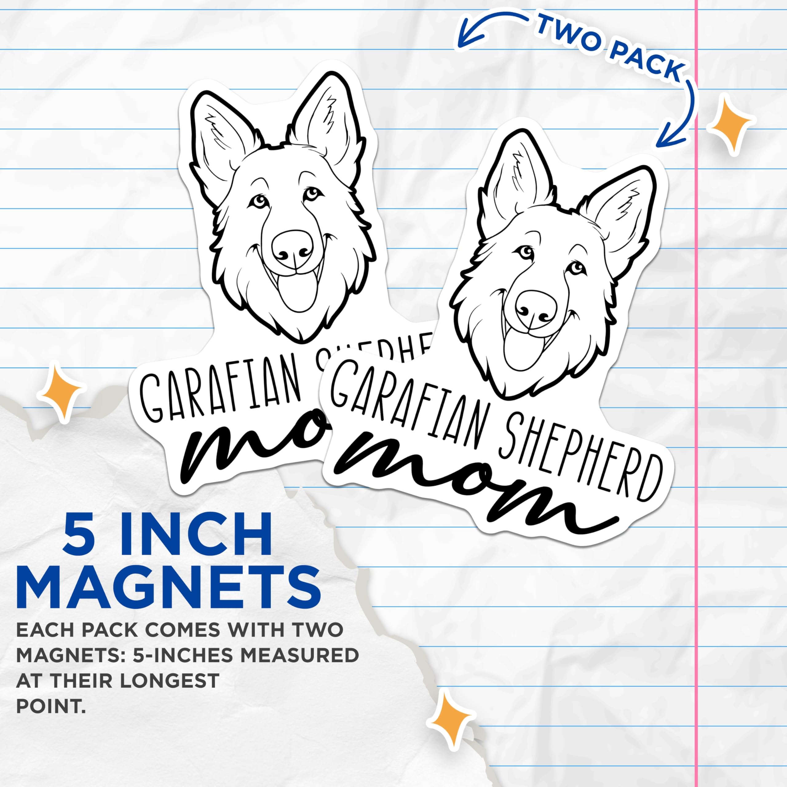 (2 Pack) German Shepherd Mom Magnets - Dog Lover Decor - Pet Parent Refrigerator Art - 5 Inches On Longest Side - Thick Durable Magnet - Made in USA - MAG27022