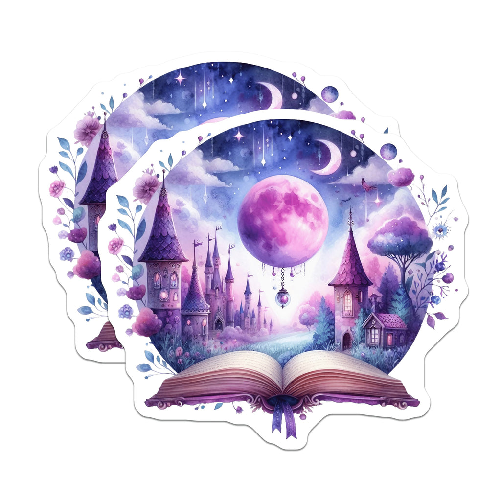 (2 Pack) Fantasy Castle Magnets - Whimsical Fairytale Decor - Book Lover Aesthetic - 5 Inches On Longest Side - Thick Durable Magnet - Made in USA - MAG39364