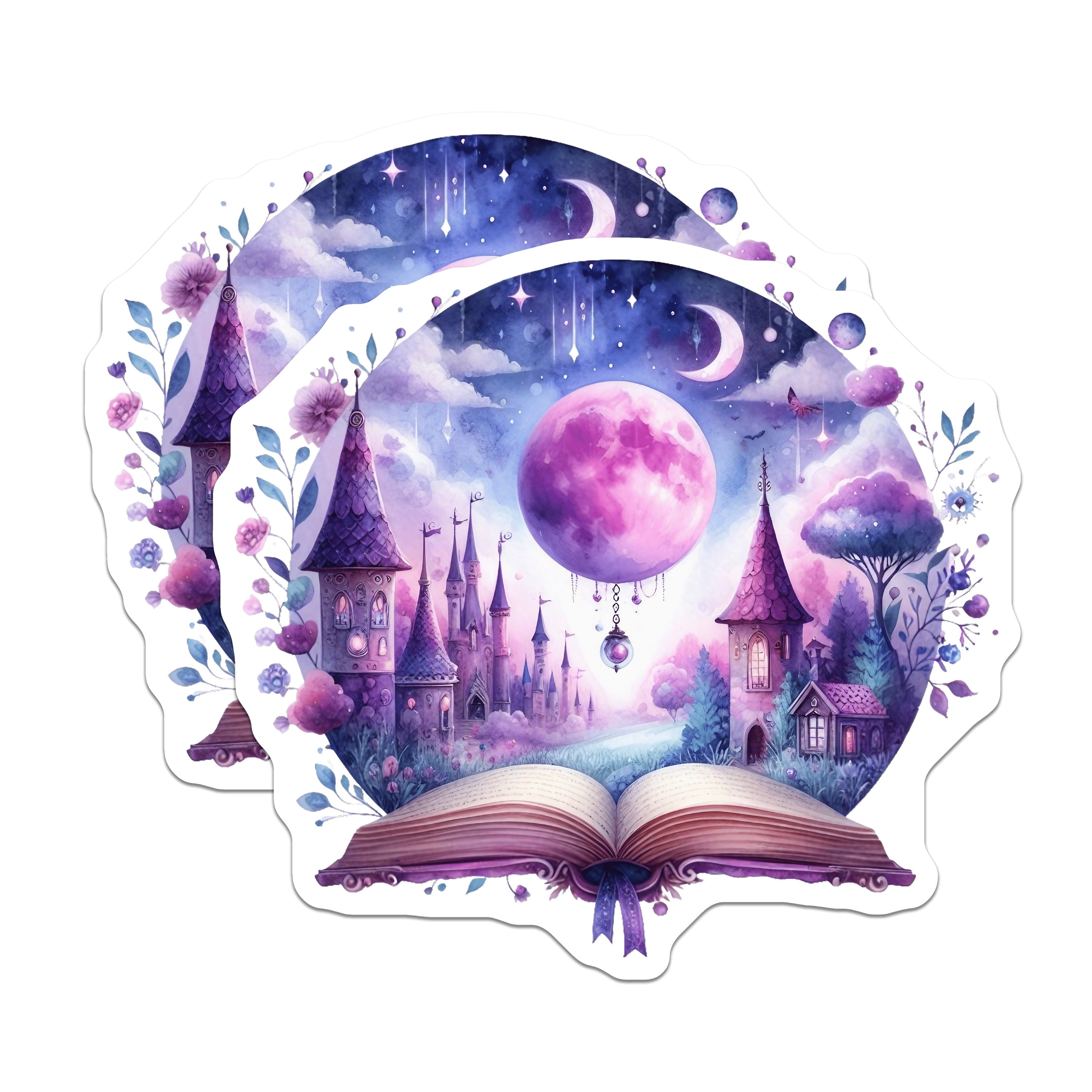 (2 Pack) Fantasy Castle Magnets - Whimsical Fairytale Decor - Book Lover Aesthetic - 5 Inches On Longest Side - Thick Durable Magnet - Made in USA - MAG39364