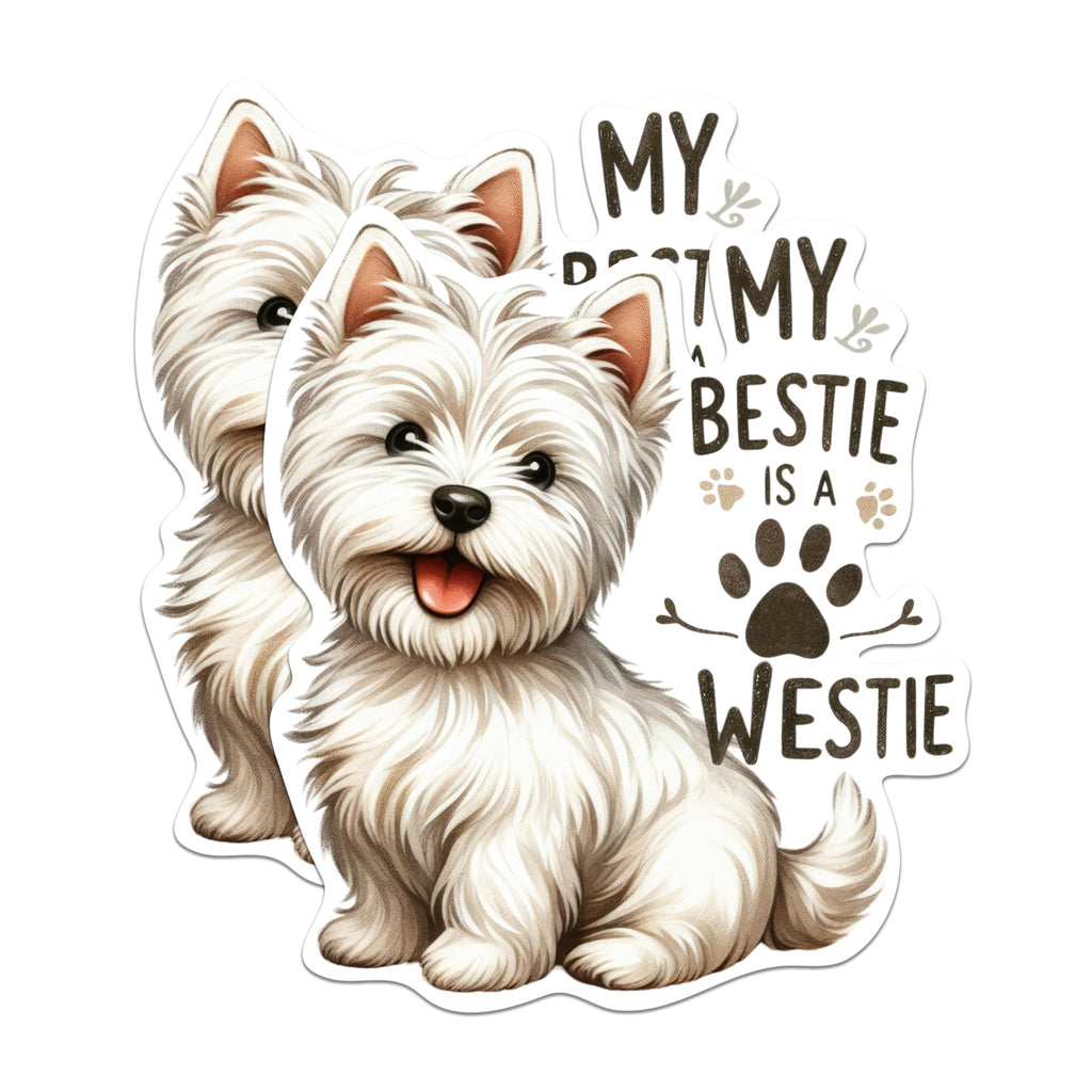(2 Pack) My Bestie is A Westie Magnets - West Highland Terrier Dog Breed Magnet - 5 Inches On Longest Side - Premium Magnet - for Cars, Refrigerators, Toolboxes - Made in USA - MAG2013