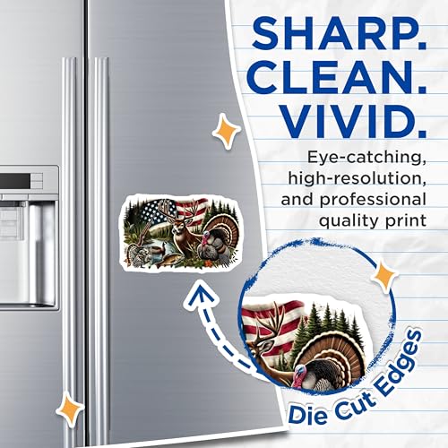 (2 Pack) Wildlife Scene Magnets Magnets - American Flag - Nature Animals - 5" On Longest Side - Made in USA - Sticks to Refrigerators & Metal Surfaces - MAG8656