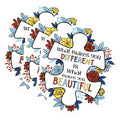 (3 Pack) Autism Awareness Decals - Puzzle Piece - Different is Beautiful Laptop Decals - 3 Inches On Longest Side - Easy Peel & Apply - Made in USA - 3MCS4740