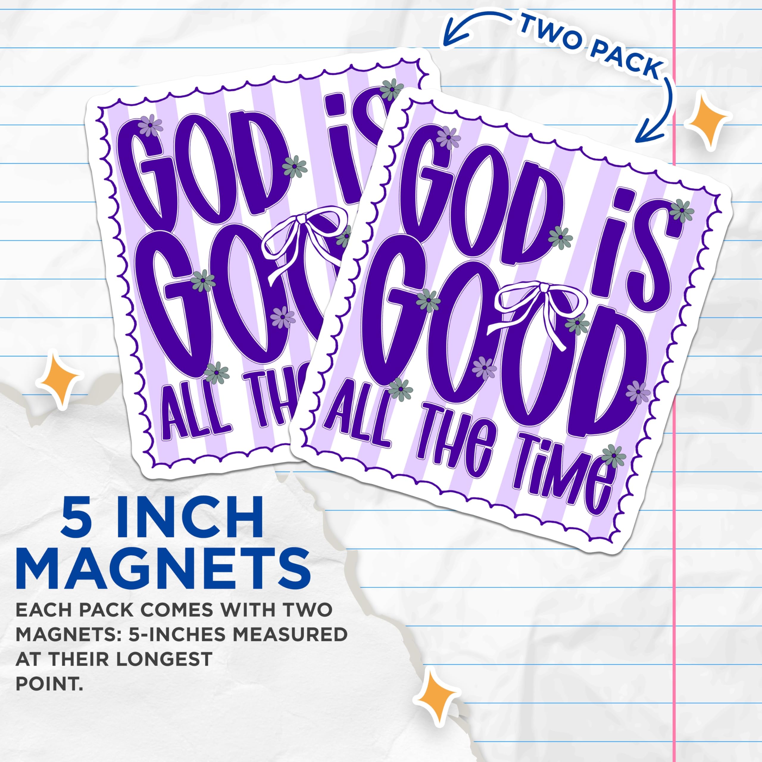 (2 Pack) God is Good Magnets - Christian Faith Decor - Inspirational Bible Quote Magnets - 5 Inches On Longest Side - Thick Durable Magnet - Made in USA - MAG26261