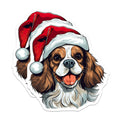 (2 Pack) Cavalier King Charles Magnets - Christmas Dog Decor - Santa Hat Pet Owner Offering - 5 Inches On Longest Side - Thick Durable Magnet - Made in USA - MAG28659