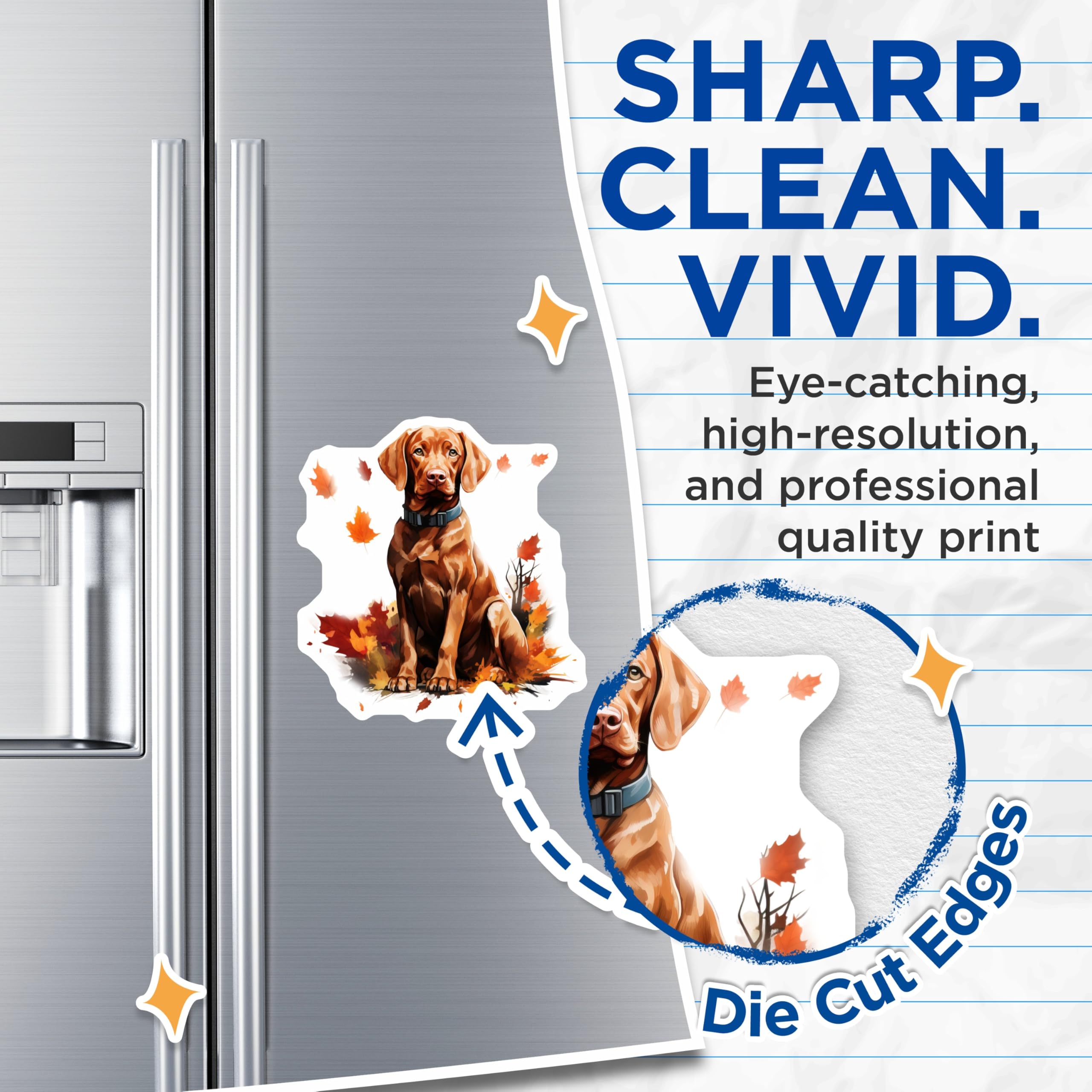 (2 Pack) Vizsla Dog Magnets - Autumn Fall Decor - Pet Lover Home Accent - 5 Inches On Longest Side - Thick Durable Magnet - Made in USA - MAG27239