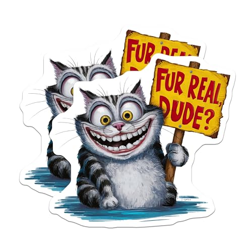 (2 Pack) Funny Cat Magnets Magnets - Fur Real Dude - Novelty Kitchen Decor - 5" On Longest Side - Made in USA - Sticks to Refrigerators & Metal Surfaces - MAG8775