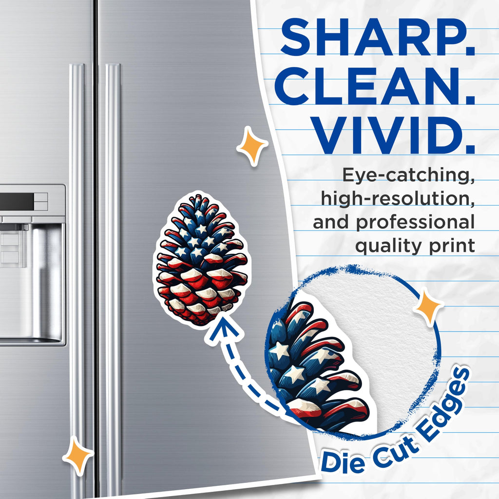 (2 Pack) Patriotic Pinecone Magnets - American Flag Decor - 4th of July Celebration - 5 Inches On Longest Side - Thick Durable Magnet - Made in USA - MAG20098