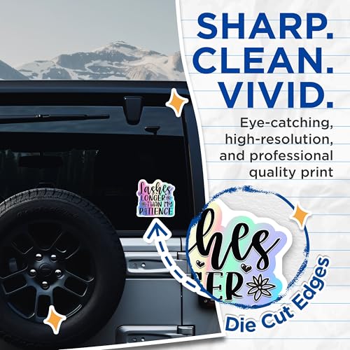 (2 Pack) Lashes Longer Than My Patience Stickers - Motivational Quote Stickers - Colorful Lettering Decals - 5" On Longest Side - Sticks to Smooth Flat Surfaces - Made in USA - BMCS4122