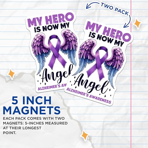 (2 Pack) Alzheimer's Awareness Magnet - 5" On Longest Side - Sticks to Smooth Flat Surfaces - Made in USA - MAG9786