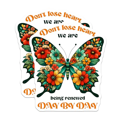 (2 Pack) Inspirational Floral Butterfly Stickers - Motivational Quote - Vibrant Flower Design - 5" On Longest Side - Sticks to Smooth Flat Surfaces - Made in USA - BMCS9737