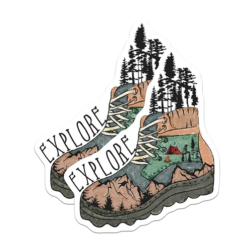 (2 Pack) Explore Magnets - Adventure - Hiking Enthusiast - Wanderlust - Outdoor Camping - Nature Lover - Travel Themed - 5" On Longest Side - for Cars, Fridges, Toolboxes - Made in USA - MAG4178