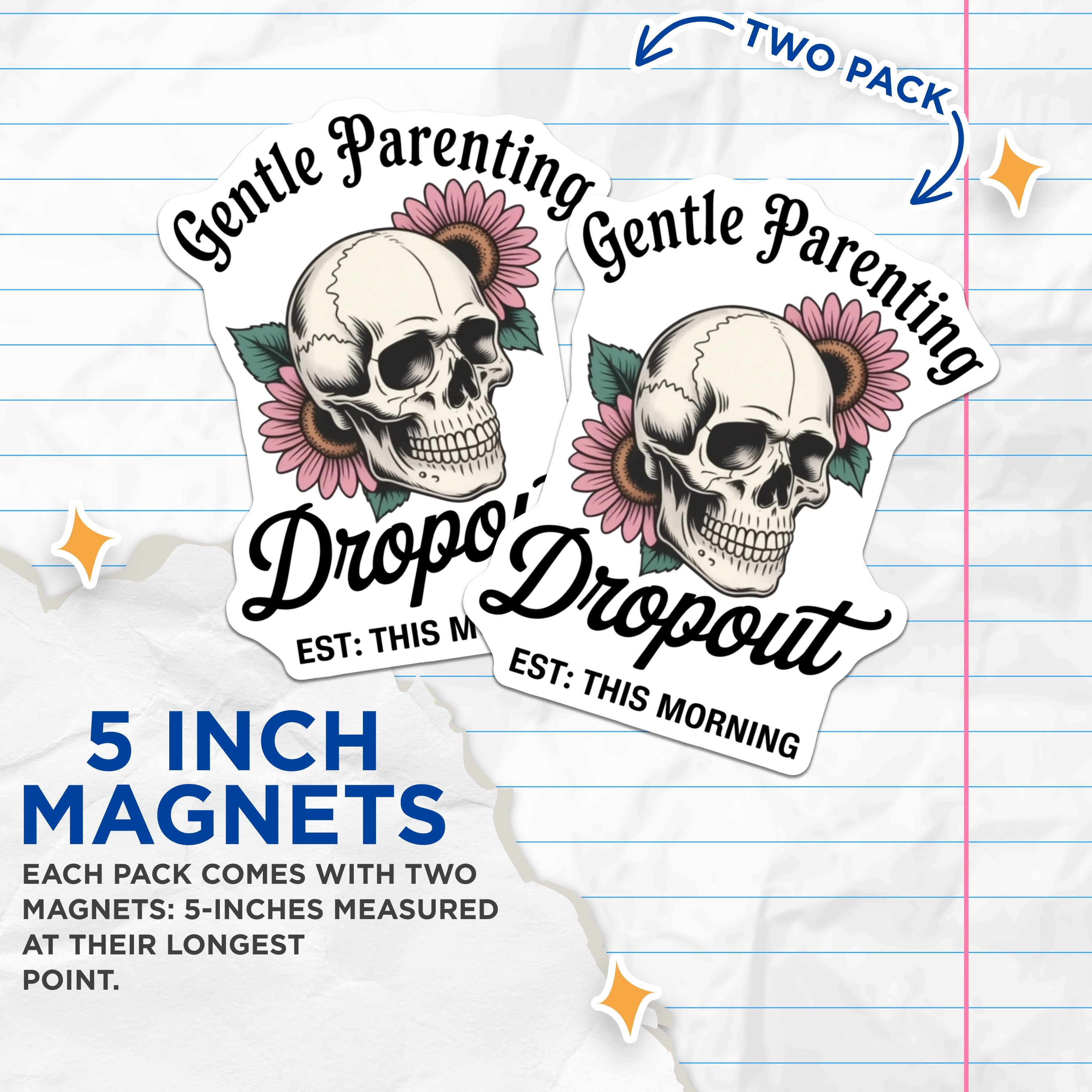 (2 Pack) Gentle Parenting Dropout Magnets - Sarcastic Mom Humor - Overwhelmed Parent Decor - 5 Inches On Longest Side - Thick Durable Magnet - Made in USA - MAG38672