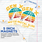 (2 Pack) Gen X Metal Slide Magnets - Retro Slide Art - Funny Generation X Nostalgia Magnet - 5" On Longest Side - for Cars, Fridges, Toolboxes - Made in USA - MAG5598