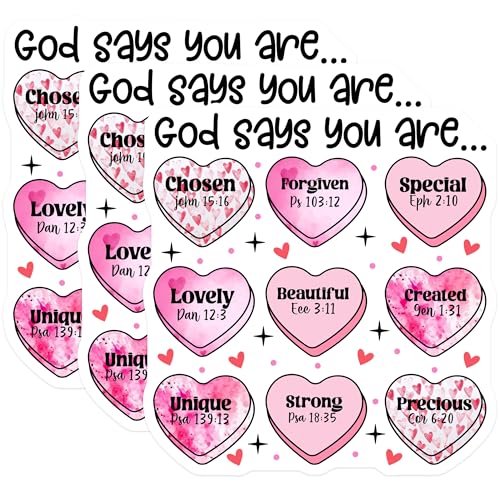 (3 Pack) God Says You are Decals - Christian Affirmation - Inspirational Decal - 3 Inches On Longest Side - Easy Peel & Apply - Made in USA - 3MCS2177