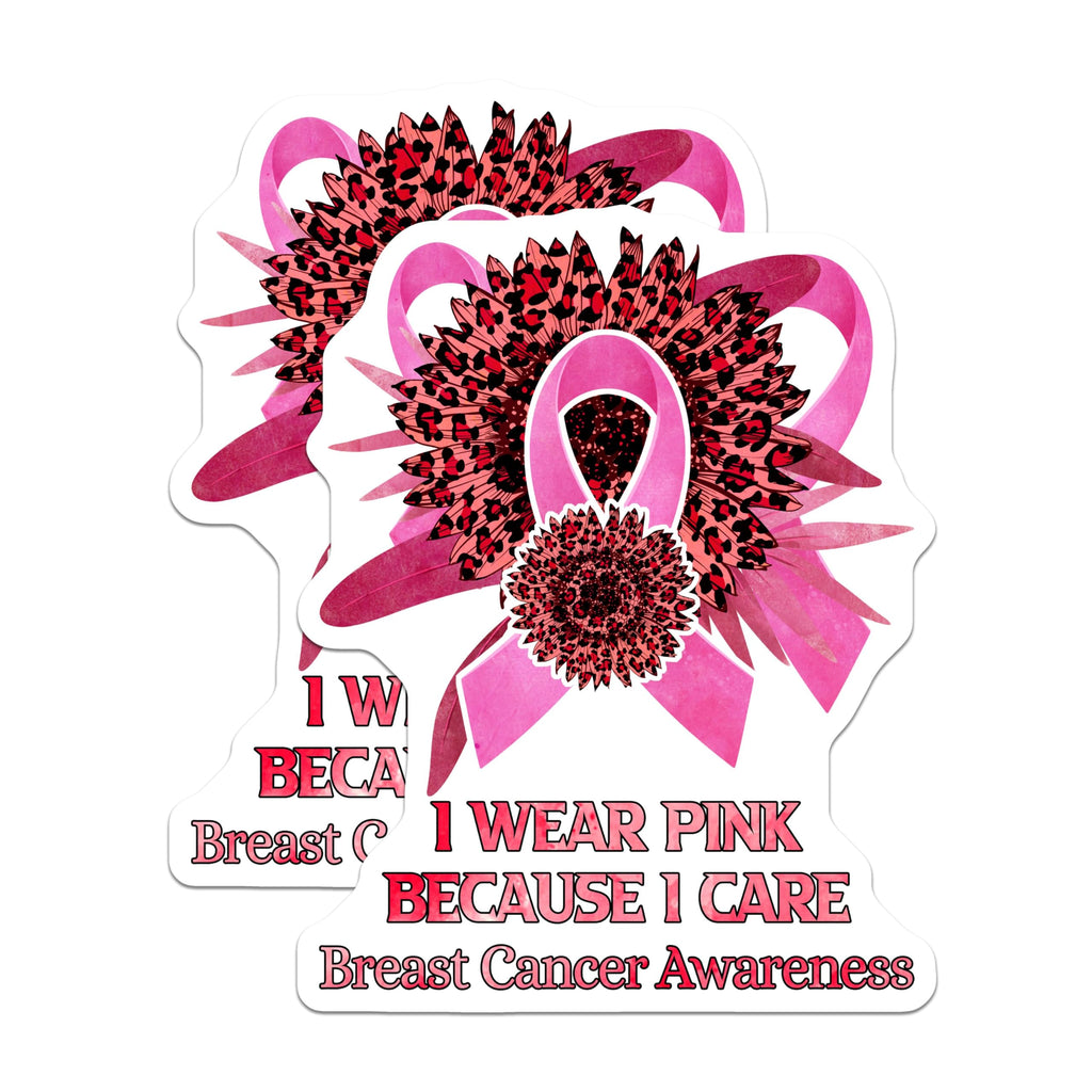 (2 Pack) Breast Cancer Awareness Stickers - Pink Ribbon Stickers - Support Stickers - 5" On Longest Side - Sticks to Smooth Flat Surfaces - Made in USA - BMCS4741