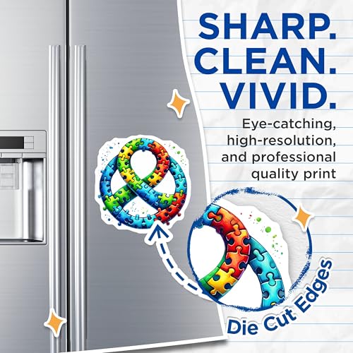 (2 Pack) Puzzle Piece Infinity Symbol Magnets - Autism Awareness - Colorful Kitchen - Fridge Magnets - 5" On Longest Side - for Cars, Fridges, Toolboxes - Made in USA - MAG3687