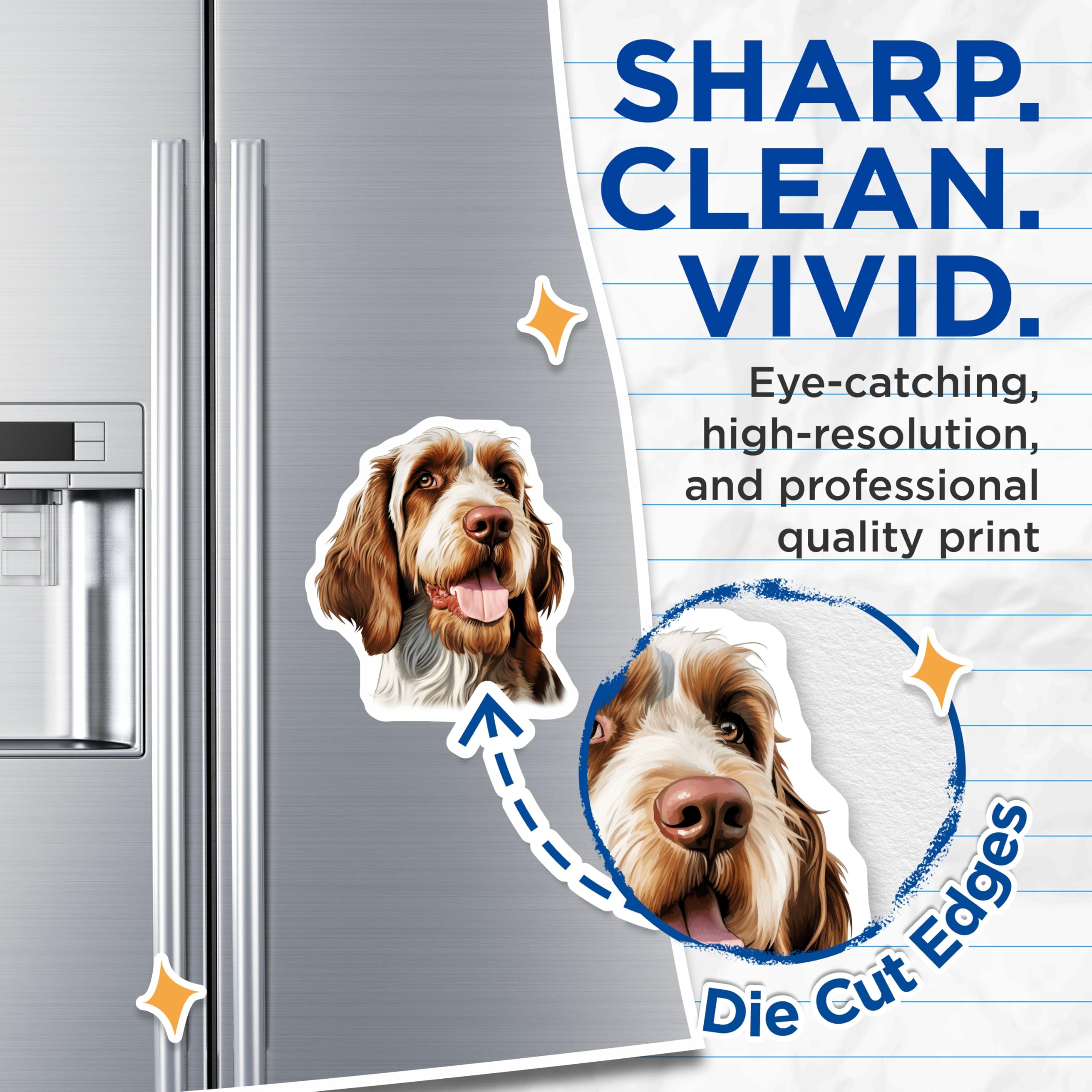 (2 Pack) Wirehaired Dog Portrait Magnets - Happy Pet Art - Dog Lover Fridge Decor - 5 Inches On Longest Side - Thick Durable Magnet - Made in USA - MAG28589