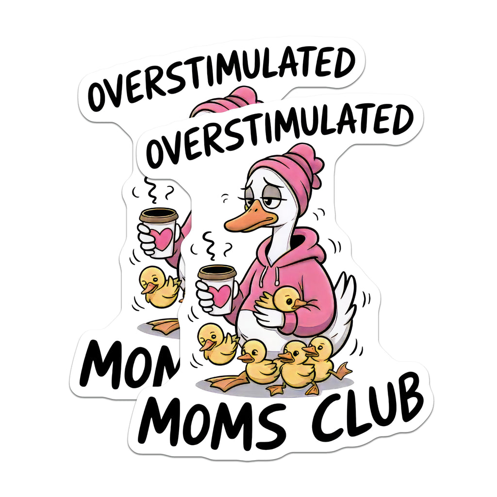 (2 Pack) Overstimulated Moms Club Magnets - Funny Mom Life - New Motherhood Fridge Decor - 5 Inches On Longest Side - Thick Durable Magnet - Made in USA - MAG37687