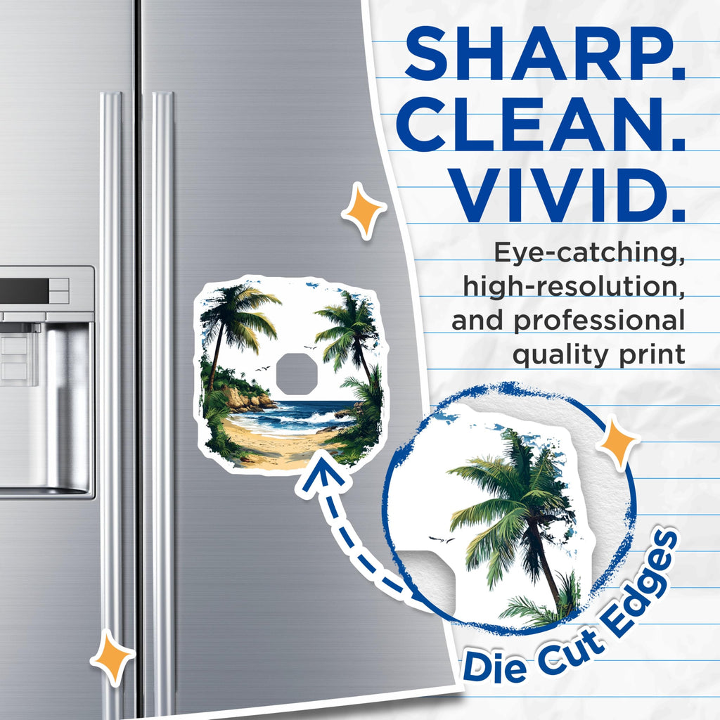 (2 Pack) Tropical Beach Magnets - Summer Ocean Scene - Coastal Home Decor - 5 Inches On Longest Side - Thick Durable Magnet - Made in USA - MAG25010