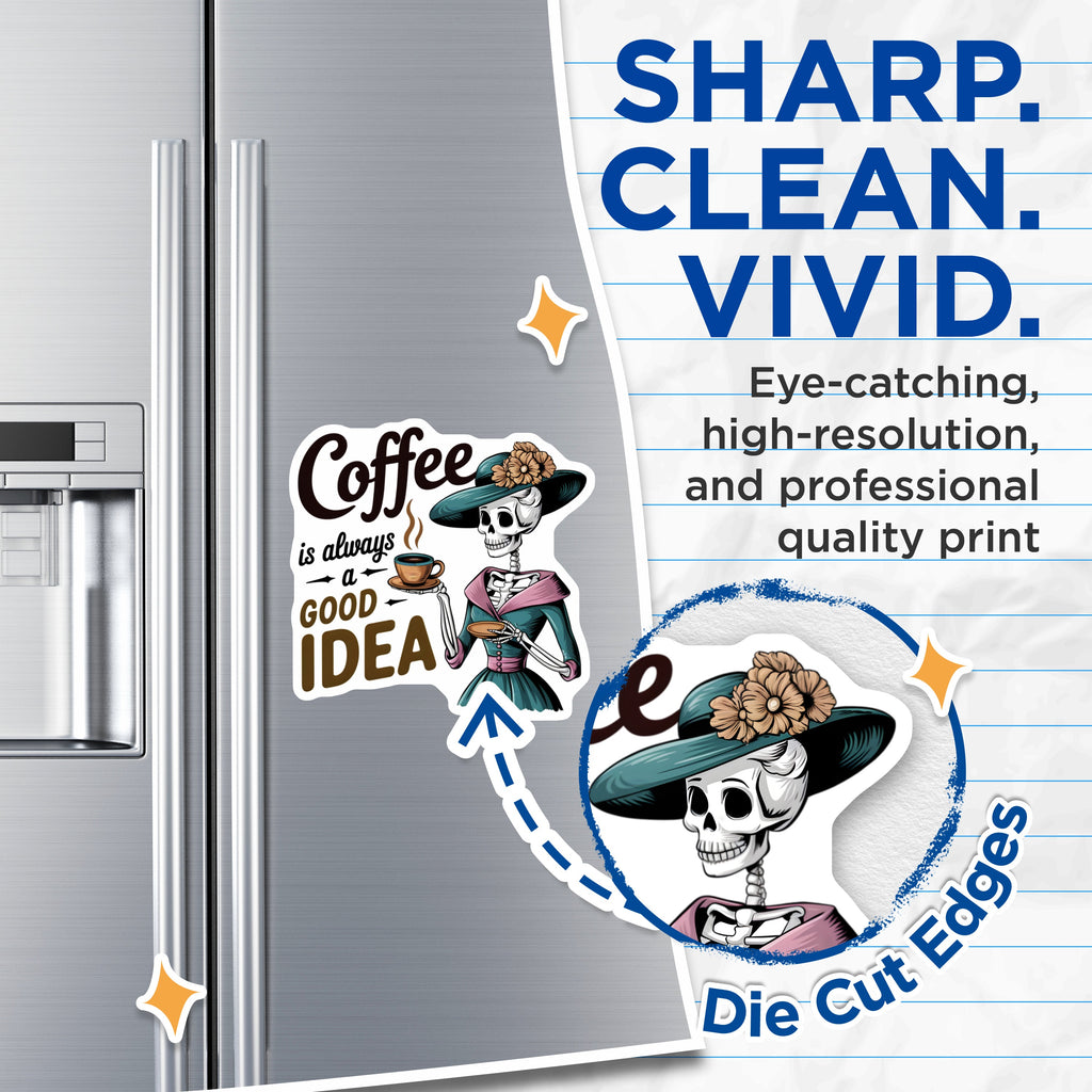 (2 Pack) Coffee Lover Skeleton Magnets - Whimsical Gothic Decor - Funny Coffee Quote Kitchen Art - 5 Inches On Longest Side - Thick Durable Magnet - Made in USA - MAG39508