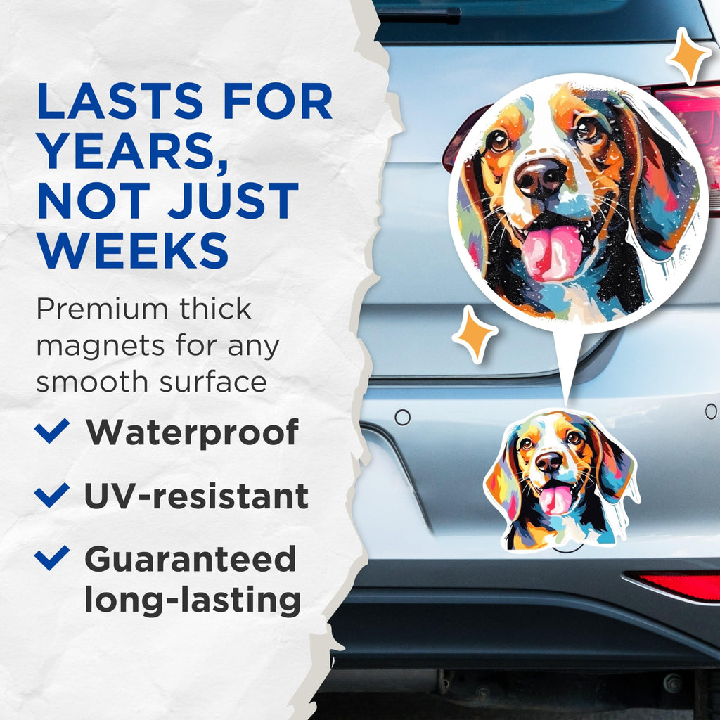 (2 Pack) Beagle Dog Breed Magnets - 5 Inches On Longest Side - Choose from Over 100 Dog Breeds - for Cars, Refrigerators, Toolboxes - Made in USA - MAG1770