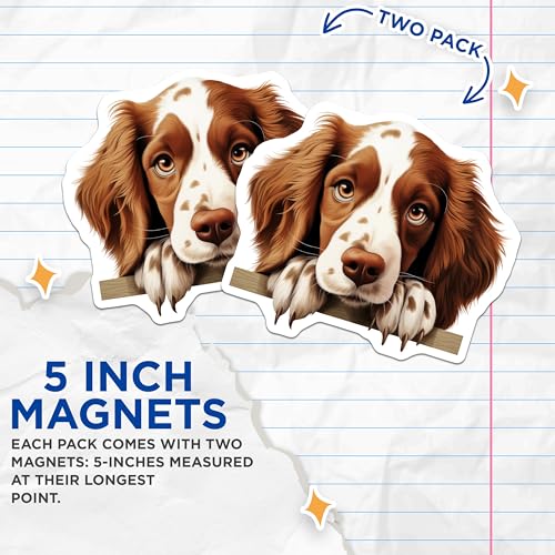 (2 Pack) Dog Decor for Refrigerator and Office Magnet - 5" On Longest Side - Sticks to Smooth Flat Surfaces - Made in USA - MAG10332