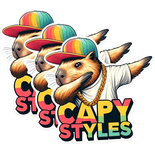 (3 Pack) Capybara Decals - Dabbing Capy - Funny Laptop Decals - 3 Inches On Longest Side - Easy Peel & Apply - Made in USA - 3MCS1488