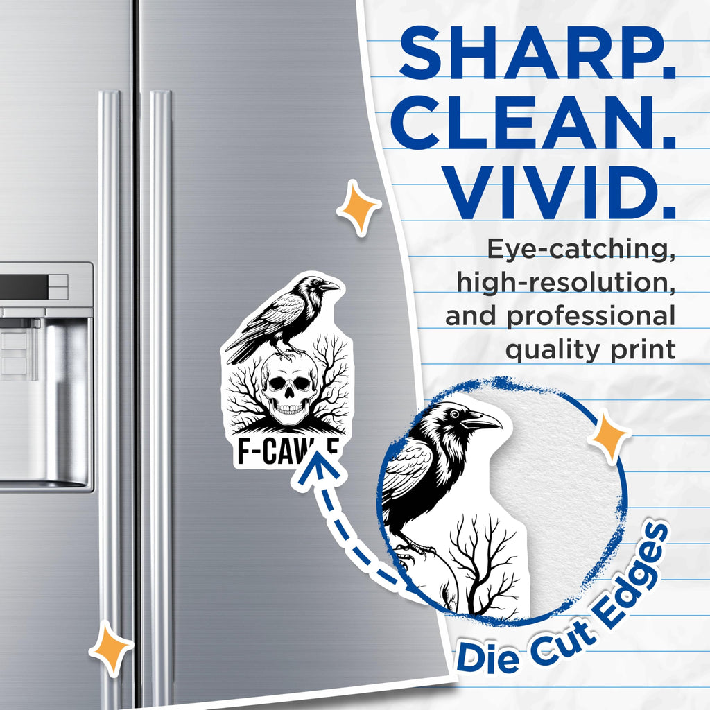(2 Pack) Raven Skull Magnets - Gothic Refrigerator Magnets - Funny F-CAW-F Home Decor - 5" On Longest Side - Premium Magnet - for Cars, Refrigerators, Toolboxes, Lockers - Made in USA - MAG15849
