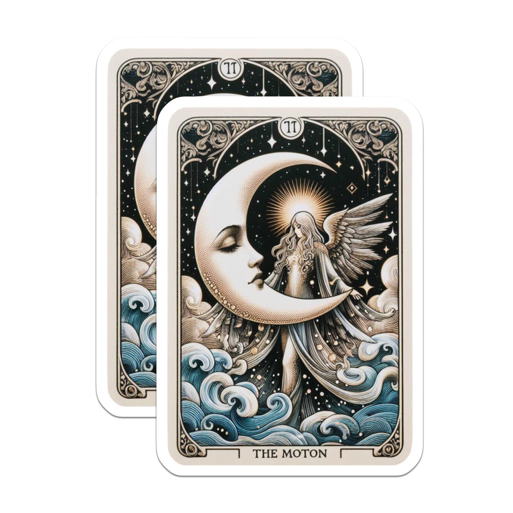 (2 Pack) Mystical Moon Angel Magnets - Celestial Starry Night Art Decor - Esoteric Lunar Goddess Cosmic Waves Fridge Magnets - 5 Inches On Longest Side - Thick Durable Magnet - Made in USA - MAG21318