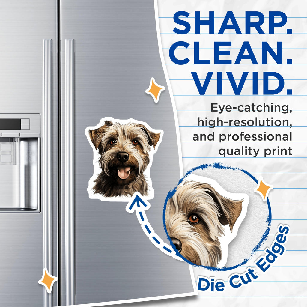 (2 Pack) Cairn Terrier Dog Magnets - Smiling Scruffy Pup Art - Adorable Canine Refrigerator Decor - 5 Inches On Longest Side - Thick Durable Magnet - Made in USA - MAG24459