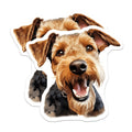 (2 Pack) Happy Airedale Terrier Magnets - Dog Lover Decor - Pet Parent Kitchen Art - 5 Inches On Longest Side - Thick Durable Magnet - Made in USA - MAG28648