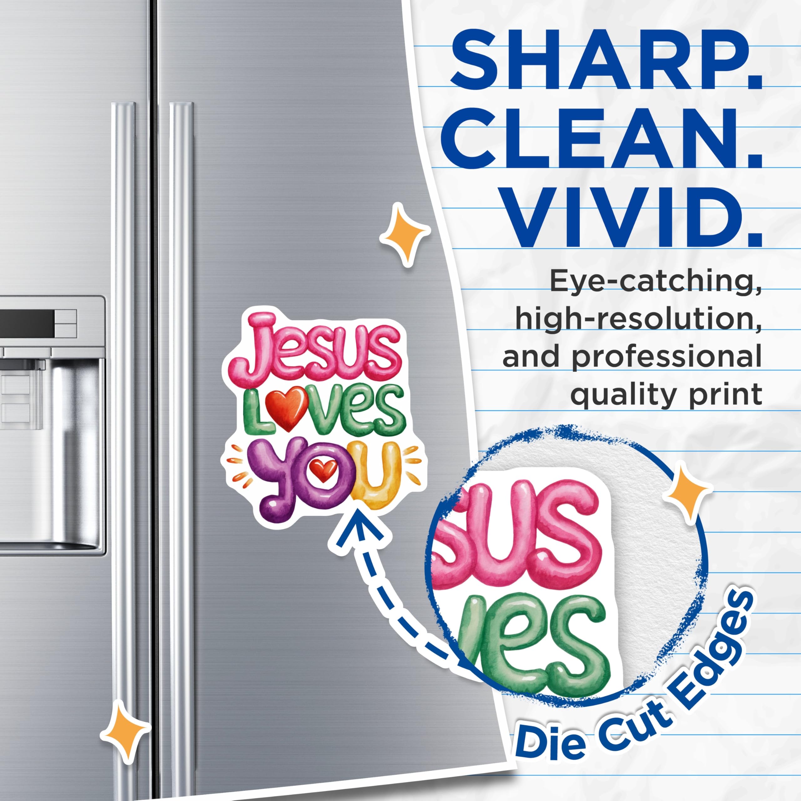 (2 Pack) Jesus Loves You Magnets - Christian Magnets - Religious Home Decor - 5" On Longest Side - Premium Magnet - for Cars, Refrigerators, Toolboxes, Lockers - Made in USA - MAG14772