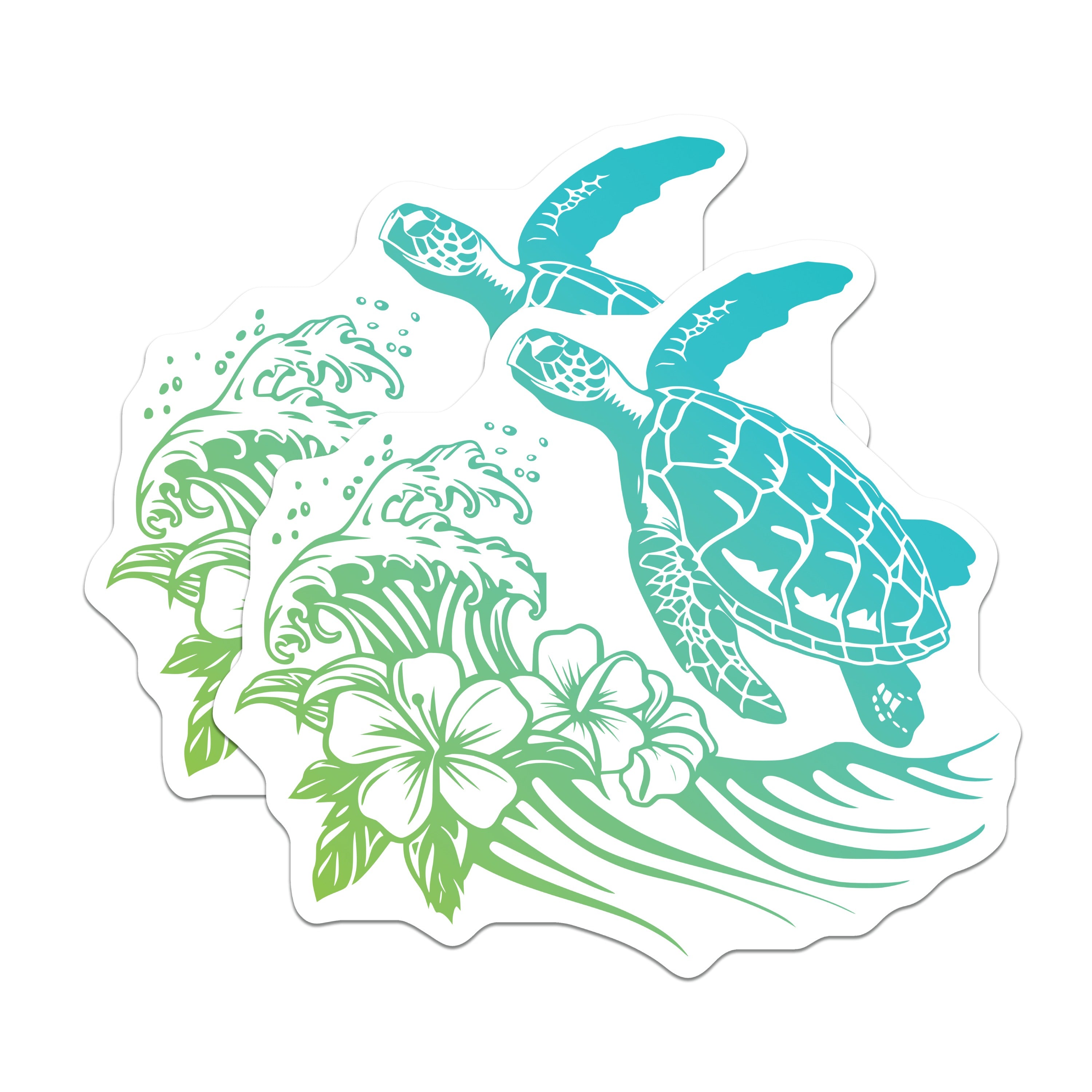 (2 Pack) Sea Turtle Magnets - Hawaiian Ocean Decor - Coastal Hibiscus Flower - Beach Vibe Fridge Accessory - 5 Inches On Longest Side - Thick Durable Magnet - Made in USA - MAG36165