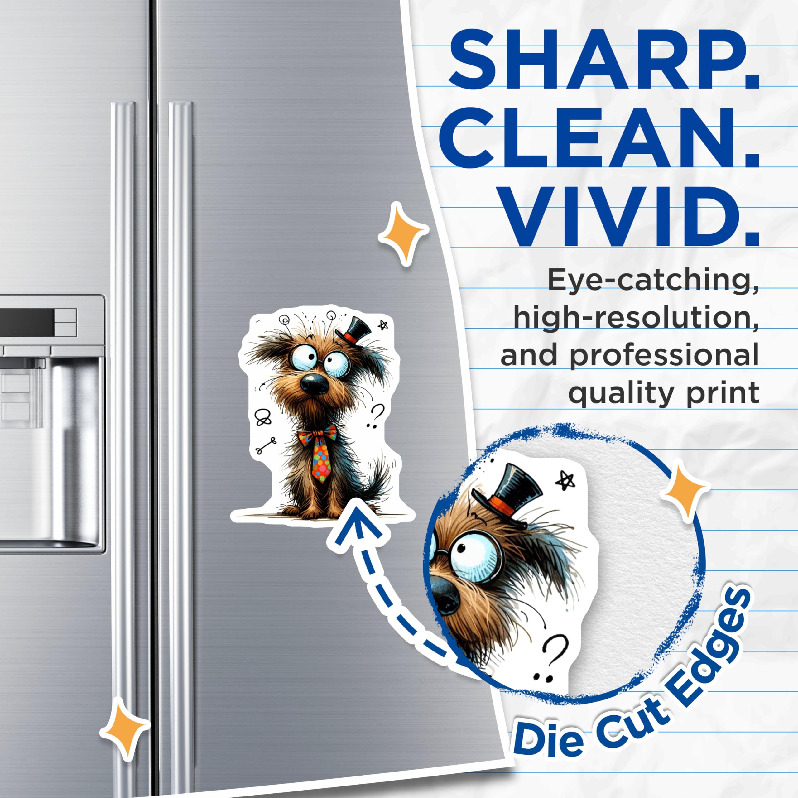 (2 Pack) Funny Dog Magnets - Quirky Pet Decor - Shaggy Terrier Artwork - 5 Inches On Longest Side - Thick Durable Magnet - Made in USA - MAG27586
