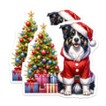 (2 Pack) Santa Dog Magnets - Christmas Collie Decor - Holiday Pet Refrigerator Art - 5 Inches On Longest Side - Thick Durable Magnet - Made in USA - MAG30857