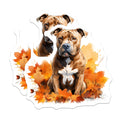 (2 Pack) Pitbull Dog Magnets - Autumn Pitbull Decor - Fall Dog Lover Art - Pet Owner Appliance Accent - 5 Inches On Longest Side - Thick Durable Magnet - Made in USA - MAG26568