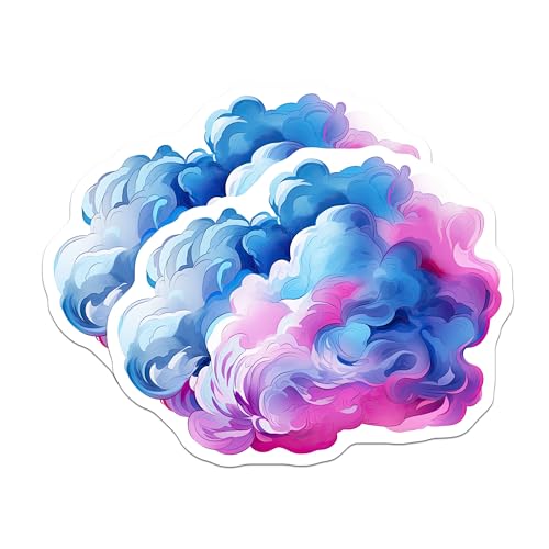 (2 Pack) Abstract Art Stickers - Cloud Design - Colorful Swirl - 5" On Longest Side - Sticks to Smooth Flat Surfaces - Made in USA - BMCS6768