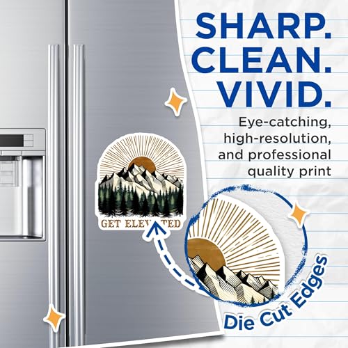 (2 Pack) Get Elevated Magnets - Inspirational Quote Magnets - Mountain Hiking Adventure Magnets - 5" On Longest Side - for Cars, Refrigerators, Toolboxes, Lockers - Made in USA BMCS3268