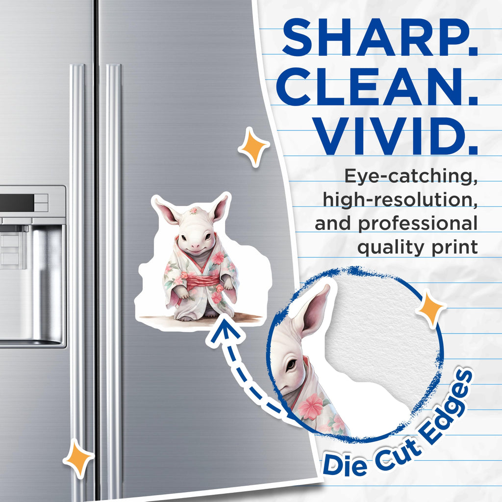 (2 Pack) Floral Albino Animal Magnets - Rabbit in Kimono - Fantasy Creature Decor - 5" On Longest Side - Premium Magnet - for Cars, Refrigerators, Toolboxes, Lockers - Made in USA - MAG17092