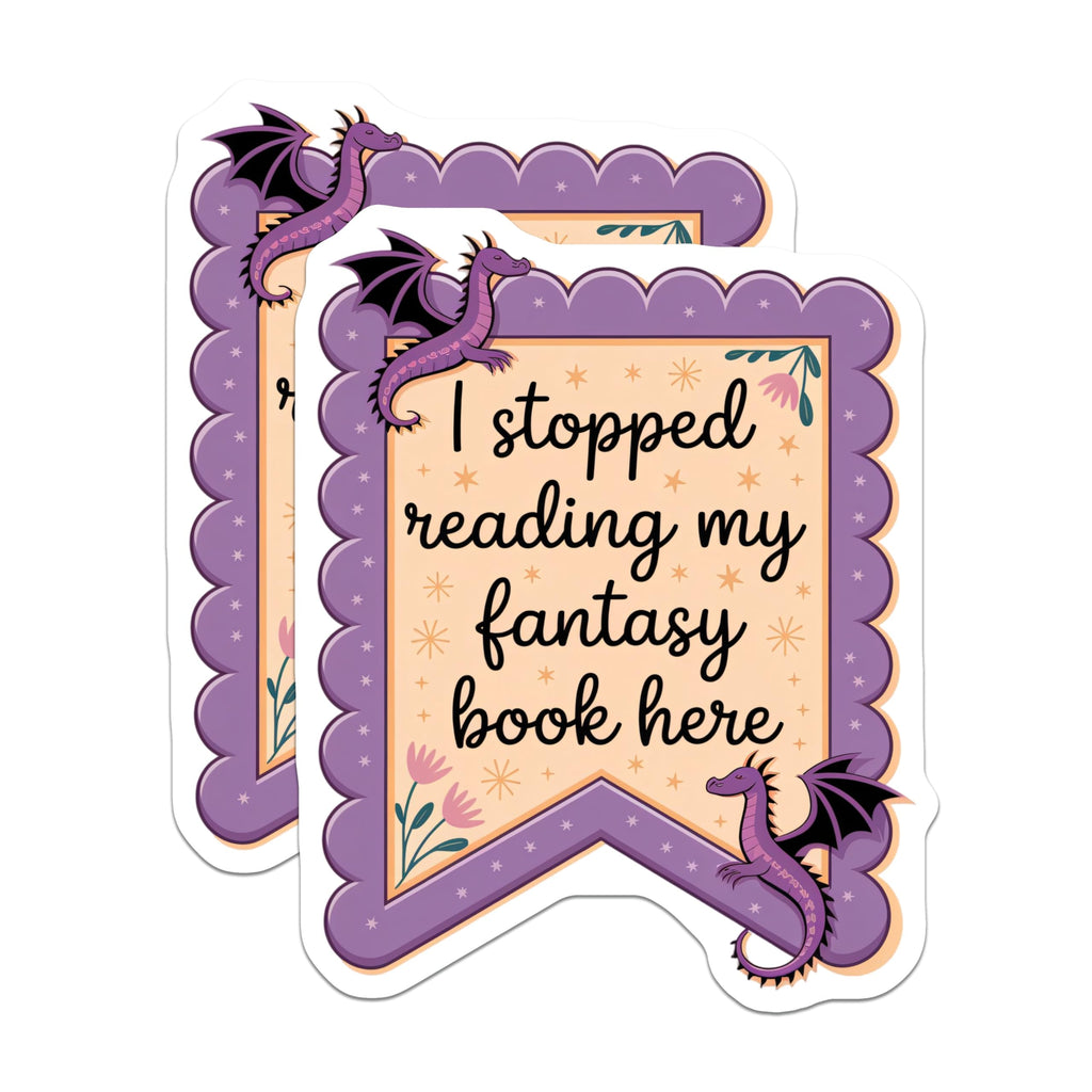 (2 Pack) Fantasy Book Stickers - Dragon Reader Decor - Bookish Reading Accessory - 5" On Longest Side - Sticks to Smooth Flat Surfaces - Made in USA - BMCS20723