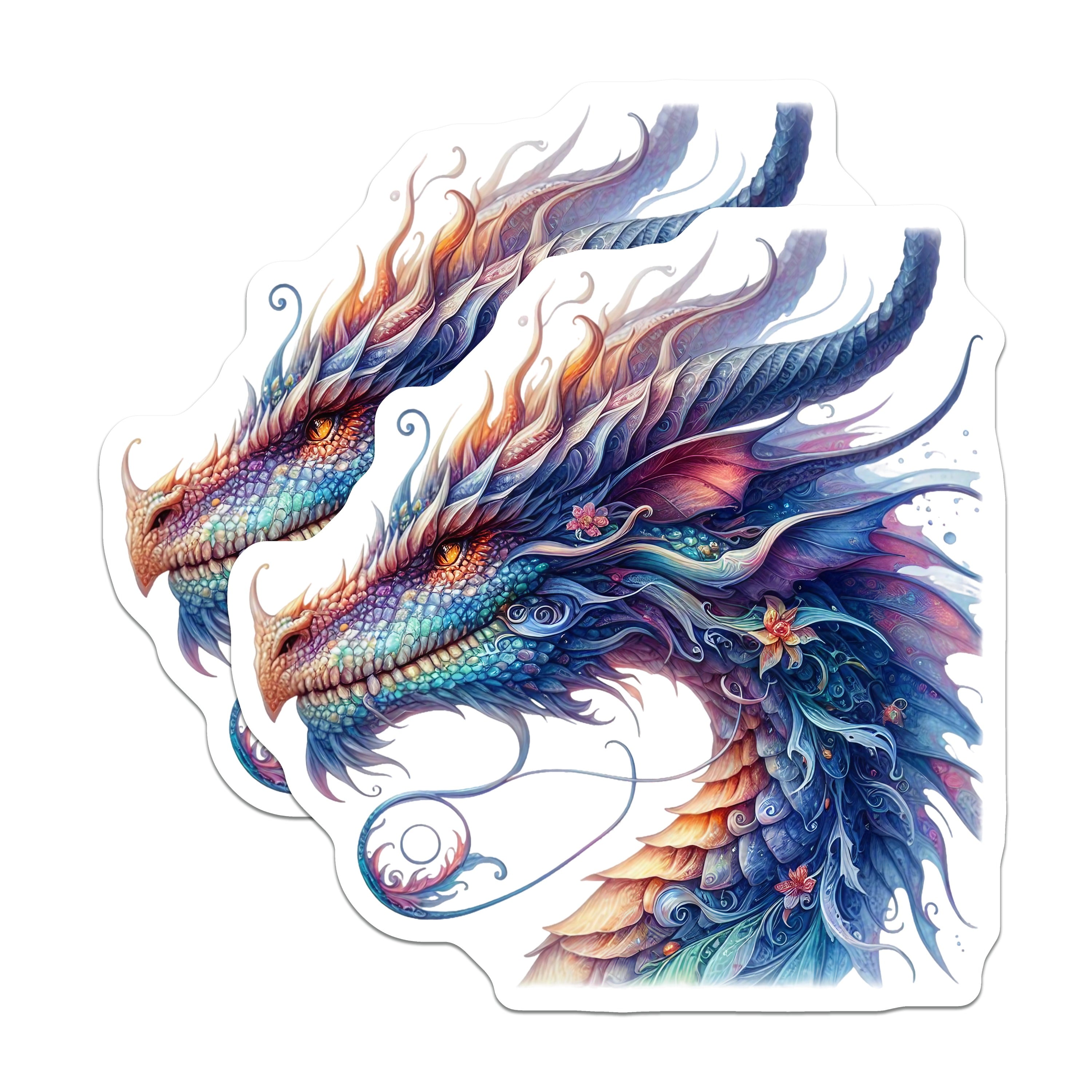 (2 Pack) Dragon Magnets - Fantasy Art Decor - Whimsical Mythical Creature - 5 Inches On Longest Side - Thick Durable Magnet - Made in USA - MAG39115
