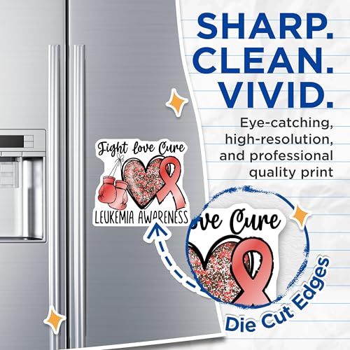 (2 Pack) Leukemia Awareness Magnets - Fight Love Cure - Heart Ribbon Boxing Gloves - 5" On Longest Side - for Cars, Fridges, Toolboxes - Made in USA - MAG4284