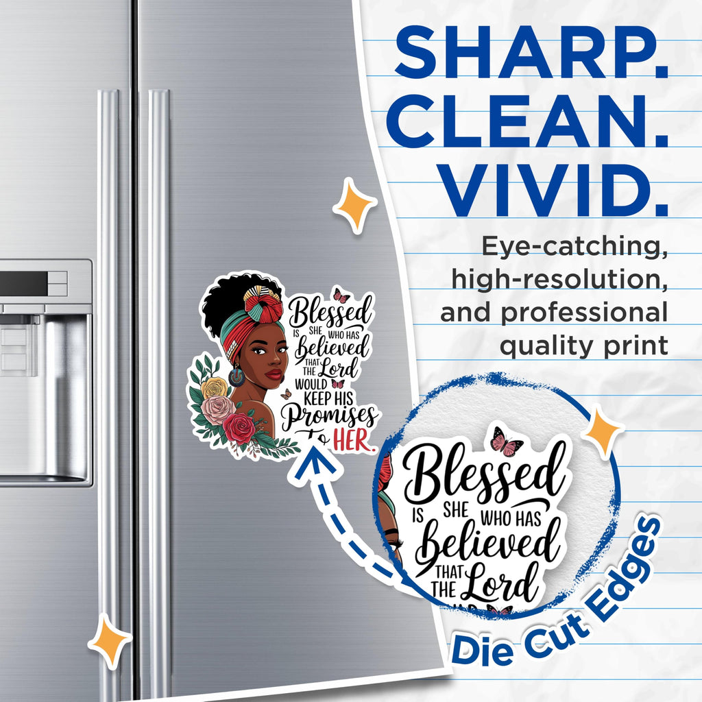 (2 Pack) Blessed She Believed Lord Promises Magnets - Religious Quote Magnets - Inspirational Scripture Magnets- 5" On Longest Side - for Fridges, Toolboxes, Cars - Made in USA - MAG3048