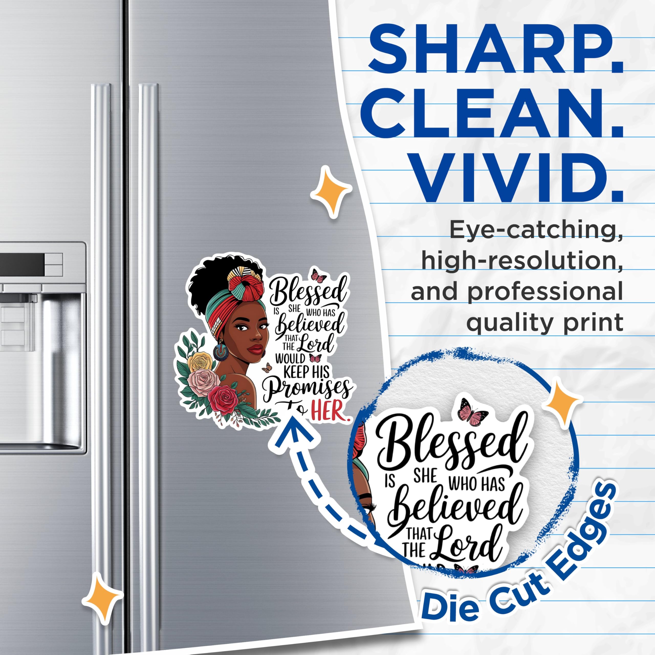 (2 Pack) Blessed She Believed Lord Promises Magnets - Religious Quote Magnets - Inspirational Scripture Magnets- 5" On Longest Side - for Fridges, Toolboxes, Cars - Made in USA - MAG3048