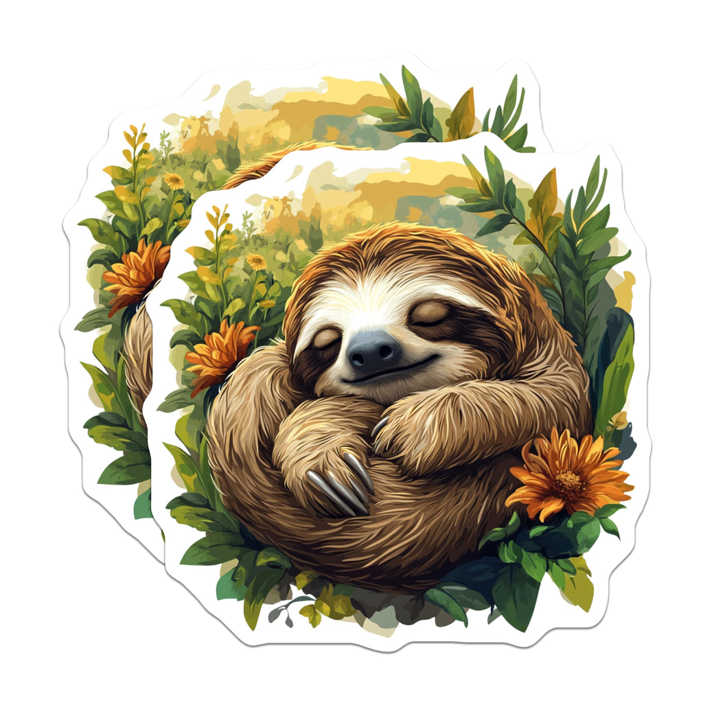 (2 Pack) Adorable Sleeping Sloth Magnets - Peaceful Animal Refrigerator Decor - Tropical Jungle Accent - 5 Inches On Longest Side - Thick Durable Magnet - Made in USA - MAG30834