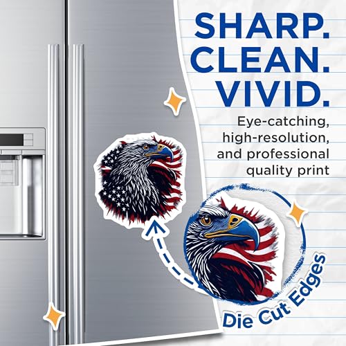 (2 Pack) American Flag Eagle Magnets - Patriotic Home Decor - USA Pride Decor - 5" On Longest Side - for Cars, Fridges, Toolboxes - Made in USA - MAG6764