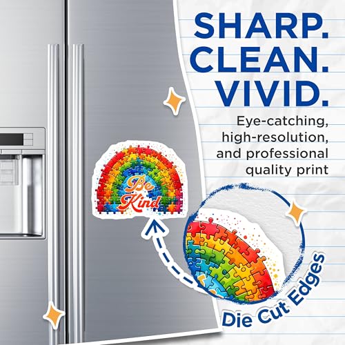 (2 Pack) Be Kind Puzzle Rainbow Magnets - Inspirational Quote - Colorful Art - 5" On Longest Side - for Cars, Fridges, Toolboxes - Made in USA - MAG8123
