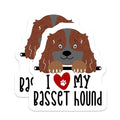 (2 Pack) I Love My Basset Hound Stickers - Dog Lover Stickers - Cute Pet Stickers - Animal Stickers for Dog Owners - 5" On Longest Side - Sticks to Smooth Flat Surfaces - Made in USA - BMCS4293