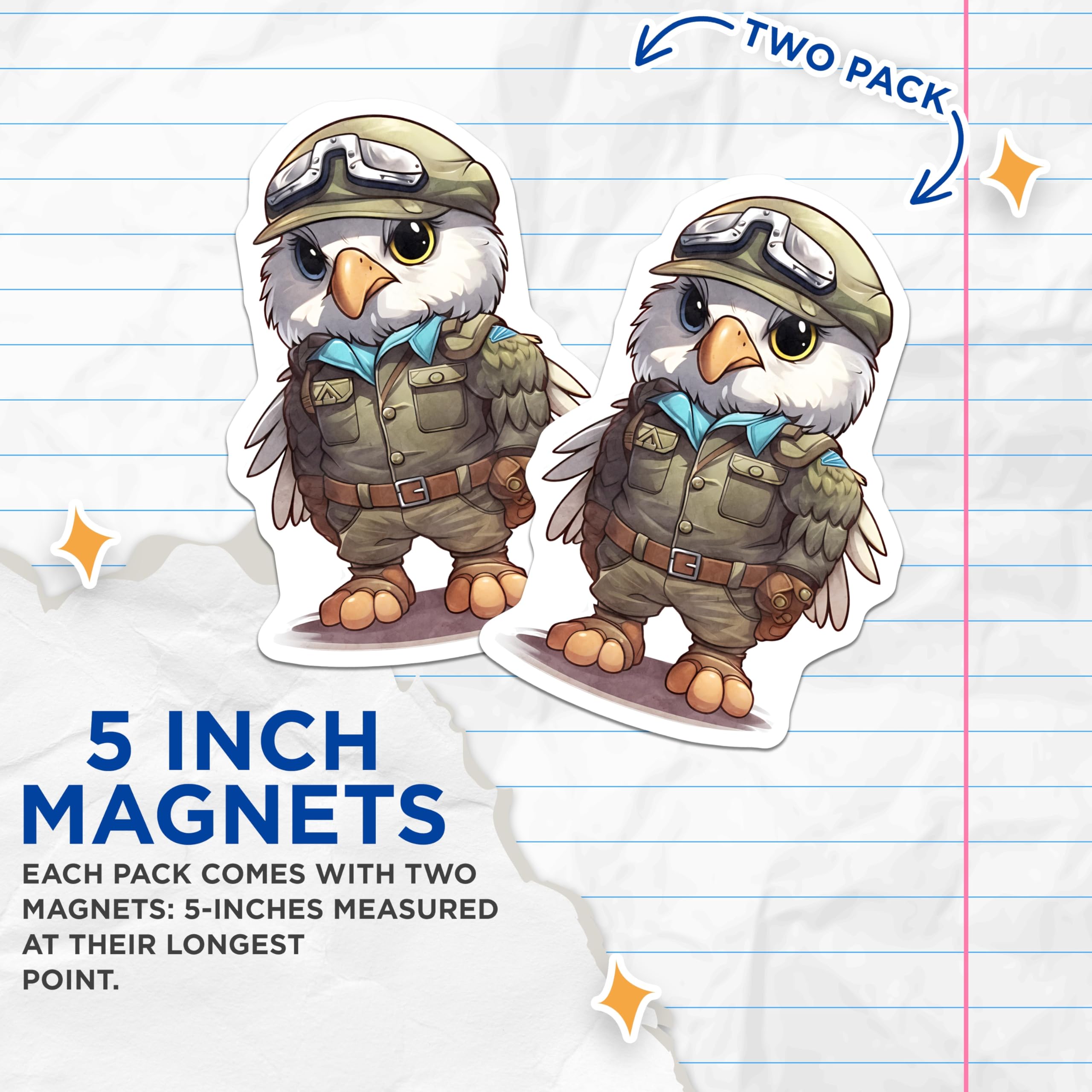 (2 Pack) Owl Pilot Magnets - Cute Animal Art - Aviator Decor - 5" On Longest Side - Premium Magnet - for Cars, Refrigerators, Toolboxes, Lockers - Made in USA - MAG16946